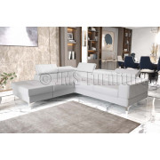 TORONTO 2 __250*230cm - White Faux Leather - Corner Sofa Bed