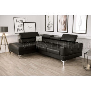TORONTO MINI Black Faux Leather - Corner Sofa Bed + 1 Armchairs