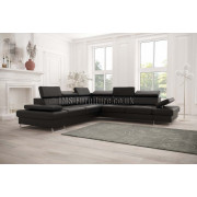 GALA MAX -  280*280cm - Corner Sofa Bed - Black Faux Leather