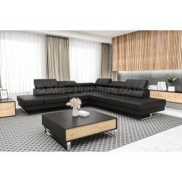 EUFORIA __300 * 300cm - BLACK Faux Leather - Corner Sofa