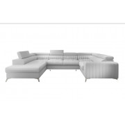 LUISE - White Faux Leather - Corner Sofa Bed